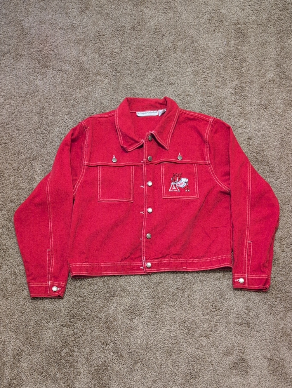Vintage Arkansas Razorbacks Denim Varsity Jacket